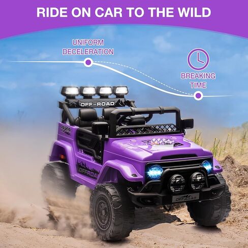 Ride On Truck Car 12V, Electric Vehicle w/Remote Control, 3 Speeds, LED Lights, Music, Spring Suspension, Ride on Car for Kids in Kuwait