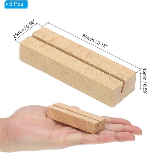 PATIKIL Wood Place Card Holder, 5Pcs Table Sign Holder Table Number Holders Name Card Stands for Photo Menu Display Wedding Ceremony Birthday Party Decorations, Wood in Saudi Arabia