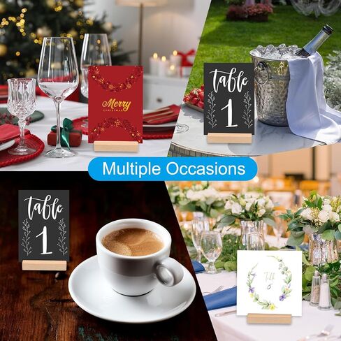 PATIKIL Wood Place Card Holder, 5Pcs Table Sign Holder Table Number Holders Name Card Stands for Photo Menu Display Wedding Ceremony Birthday Party Decorations, Wood in Saudi Arabia