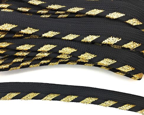 أنابيب حلزونية معدنية ذهبية/سوداء بحافة سلكية، زخرفة، سلك شفة لوسائد الملابس والمصابيح والستائر 5 ياردات in Kuwait