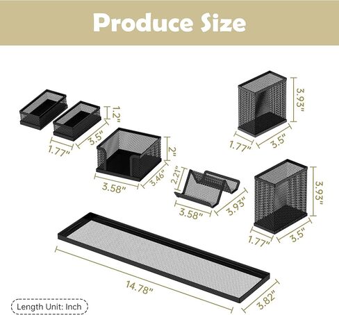 منظمات وإكسسوارات مكتب SUPEASY لتنظيم اللوازم المكتبية مع 6 حجرات، منظم مكتب مع حامل هاتف، حامل أقلام، صينية ملاحظات لاصقة، أسود in Kuwait