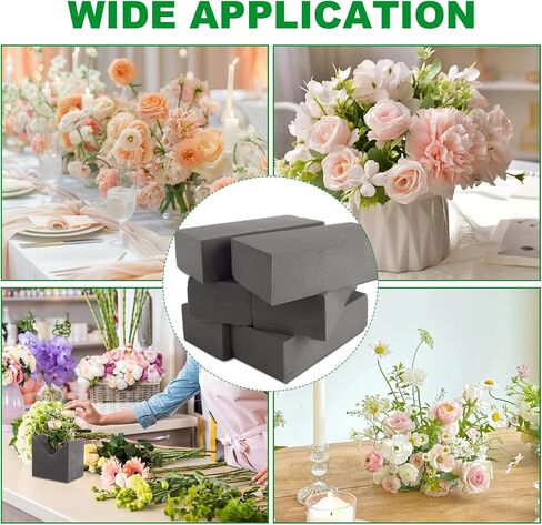 LDHHYH 10 عبوات 9 بوصة طول × 4 بوصة عرض × 3 بوصة ارتفاع، مكعبات إسفنجية زهرية، رغوة زهور سوداء للزهور الطازجة والاصطناعية، كتلة من إسفنج الزهور من الستايروفوم للزهور الاصطناعية وديكورات عطلات الزفاف in Kuwait