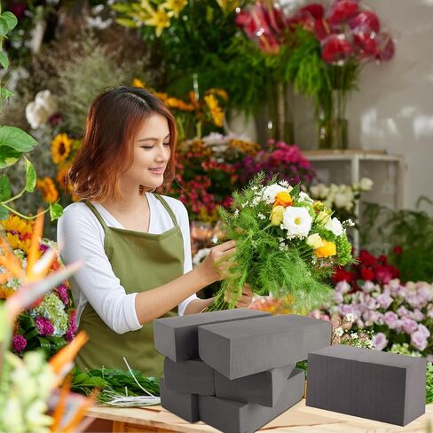 LDHHYH 10 عبوات 9 بوصة طول × 4 بوصة عرض × 3 بوصة ارتفاع، مكعبات إسفنجية زهرية، رغوة زهور سوداء للزهور الطازجة والاصطناعية، كتلة من إسفنج الزهور من الستايروفوم للزهور الاصطناعية وديكورات عطلات الزفاف in Kuwait