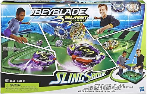 مجموعة BEYBLADE Burst Turbo Slingshock Cross Collision Battle - مجموعة كاملة مع Burst Beystadium وقمصان القتال ولعبة القاذفات - للأعمار من 8 سنوات فما فوق in Kuwait