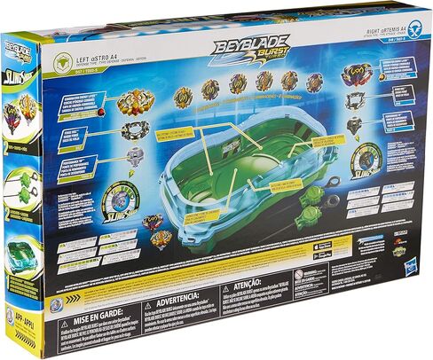 مجموعة BEYBLADE Burst Turbo Slingshock Cross Collision Battle - مجموعة كاملة مع Burst Beystadium وقمصان القتال ولعبة القاذفات - للأعمار من 8 سنوات فما فوق in Kuwait