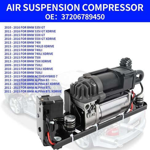 مضخة ضاغط تعليق هوائي متوافقة مع BMW 37206789450 F01 F02 F04 F11 535i 550i 740i 740Ld 750i 760Li Alpina B7 (ضاغط طراز جديد + قوس + كتلة صمام) in Saudi Arabia