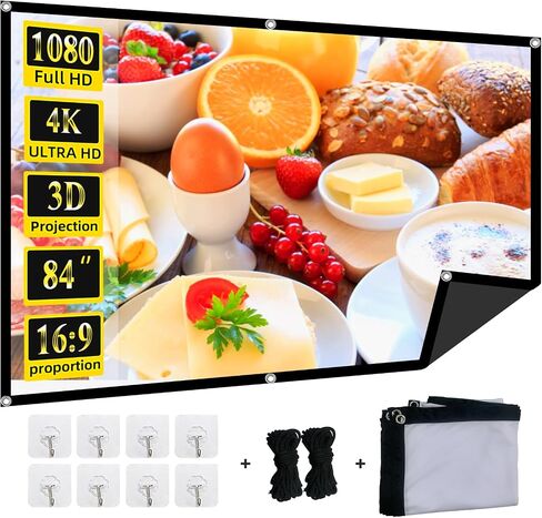Foldable 120-inch Projector Screen,XINLEMY 4k 16:9 Anti-Crease Portable Washable Projector Backing Black Absorbs Light Movies Screens for Home Theater Backyard Indoor and Outdoor camping in Saudi Arabia
