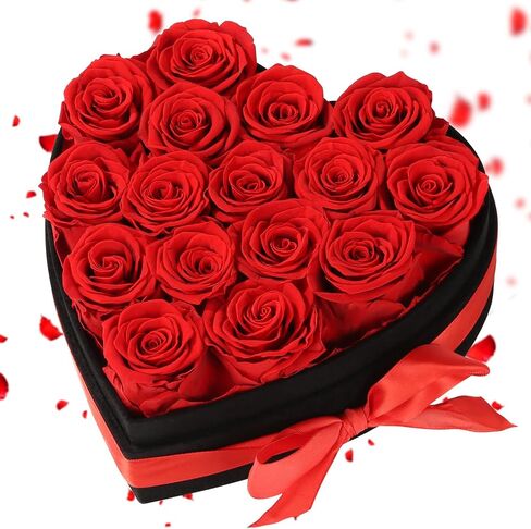 Luxury Forever Real Roses in Suede Box - 16-Piece Preserved Flowers Roses Gifts for Delivery Prime Birthday, Valentines's Day, Mother's Day,Anniversary, Graduation Gifts for Her (Red) in Saudi Arabia
