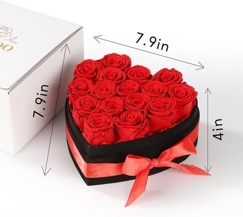 Luxury Forever Real Roses in Suede Box - 16-Piece Preserved Flowers Roses Gifts for Delivery Prime Birthday, Valentines's Day, Mother's Day,Anniversary, Graduation Gifts for Her (Red) in Saudi Arabia