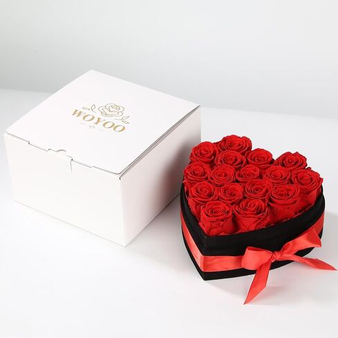 Luxury Forever Real Roses in Suede Box - 16-Piece Preserved Flowers Roses Gifts for Delivery Prime Birthday, Valentines's Day, Mother's Day,Anniversary, Graduation Gifts for Her (Red) in Saudi Arabia