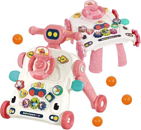 مشاية أطفال للجلوس والوقوف للأطفال 3 في 1، مشاية دفع للأطفال الصغار، طاولة أنشطة للأطفال حديثي الولادة (رمادي) in Kuwait