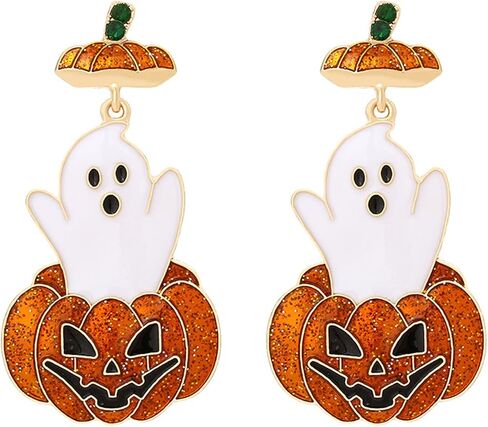 Halloween Ghost Earrings for Women Gold Ghost Huggie Hoop Earrings Pumpkin Dangle Drop Earrings Cute Halloween Earrings Halloween Jewelry in Saudi Arabia