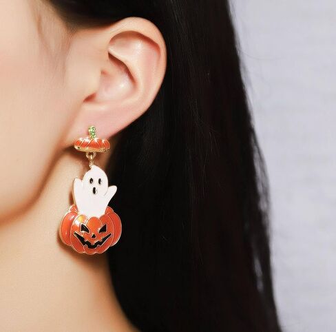 Halloween Ghost Earrings for Women Gold Ghost Huggie Hoop Earrings Pumpkin Dangle Drop Earrings Cute Halloween Earrings Halloween Jewelry in Saudi Arabia