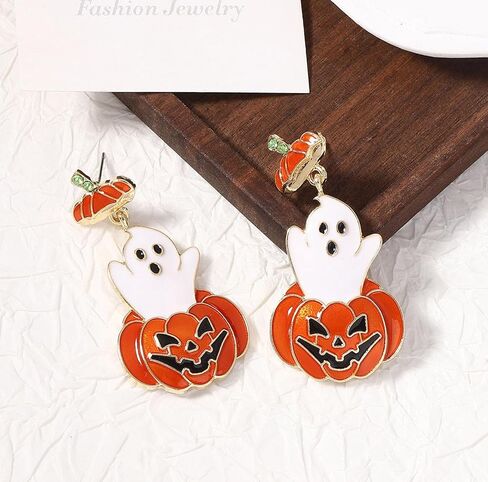 Halloween Ghost Earrings for Women Gold Ghost Huggie Hoop Earrings Pumpkin Dangle Drop Earrings Cute Halloween Earrings Halloween Jewelry in Saudi Arabia