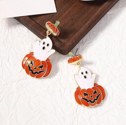 Halloween Ghost Earrings for Women Gold Ghost Huggie Hoop Earrings Pumpkin Dangle Drop Earrings Cute Halloween Earrings Halloween Jewelry in Saudi Arabia