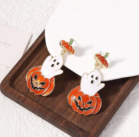 Halloween Ghost Earrings for Women Gold Ghost Huggie Hoop Earrings Pumpkin Dangle Drop Earrings Cute Halloween Earrings Halloween Jewelry in Saudi Arabia
