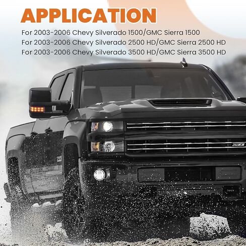 مرايا سحب من الكروم متوافقة مع 2014-2019 GMC Sierra 1500 2500 3500 HD/Chevy Silverado مع طاقة ساخنة، إشارات الانعطاف، يسار ويمين ممتد (مجموعة من 2) in Saudi Arabia