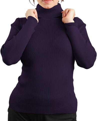 JON & ANNA سترة نسائية بياقة مدورة وأكمام طويلة مضلعة ورقبة سلحفاة كاجوال خريفي موضة أساسية طبقات علوية متماسكة in Saudi Arabia