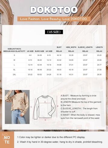 Dokotoo Sweaters for Women Casual Crewneck Long Sleeve Floral Print Cable Knit Pullover Sweater Tops in Saudi Arabia