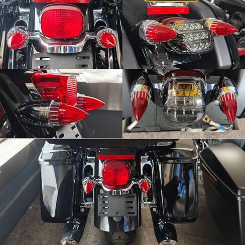 FATECIM 2 "رصاصة بدوره إشارة ضوء استبدال الأسرع من الصوت أغطية العدسات الحمراء ل Softail Street Road Glide Fat boy Sportster Dyna Deluxe Bikes Snap On repl. OEM # 68973-00 إطار من الكروم in Saudi Arabia