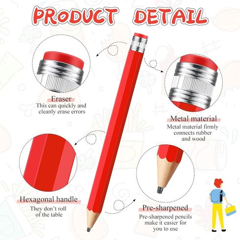 16 Inch Wooden Large Jumbo Pencils Giant Big Funny Wood Pencil with Cap and Eraser Fun Novelty Gifts for Kids School Kindergarten Home Office Prop Supplies (Yellow) in Kuwait