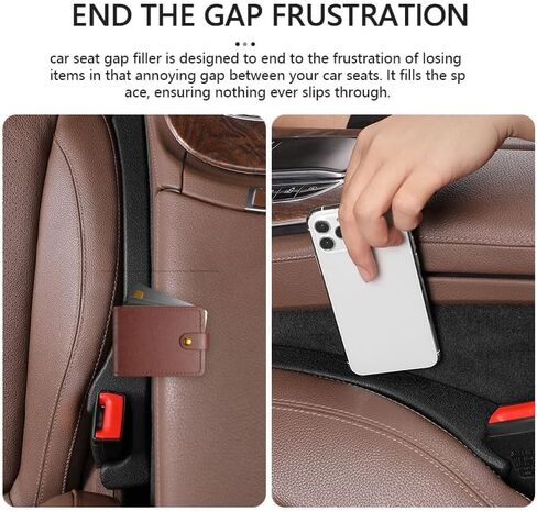 Car Seat Gap Filler Universal Fit Prevent Drop Between Seat and Central Console Water Proof Set of 2 in Saudi Arabia