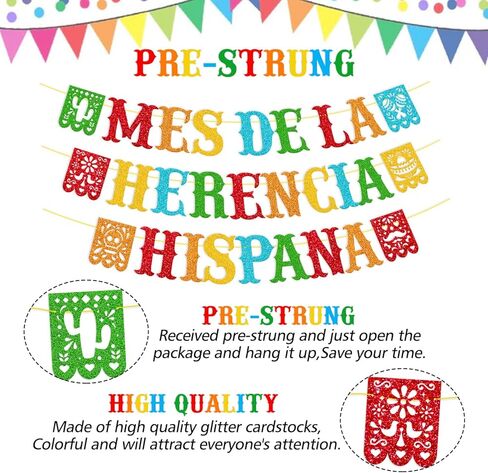 لافتة Mes De La Herencia Hispana، ديكورات شهر التراث الإسباني، لافتة أمريكا اللاتينية، ديكورات الفصول الدراسية الإسبانية، لوازم حفلات شهر التراث الإسباني الوطني in Kuwait