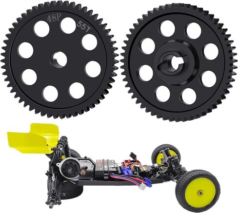 0.5M Direct Drive Spur Gear 54T 55T Steel Boxgear Main Gear for 1/16 1/18 Losi 2WD Mini Drag Mini-T Mini B Brushed/Brushless RC Car (55T) in Saudi Arabia