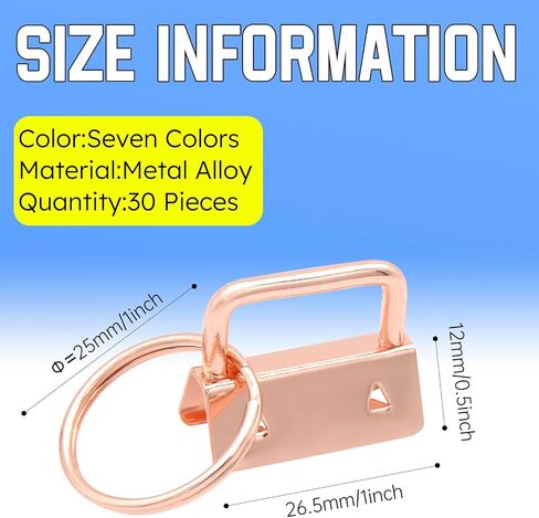 أجهزة Key fob، 30 قطعة من سلسلة مفاتيح Key fob مقاس 1 بوصة مع حلقات سلسلة مفاتيح لحزام الحقائب وأحزمة المعصم ومستلزمات صناعة سلسلة المفاتيح (ذهبي) in Kuwait