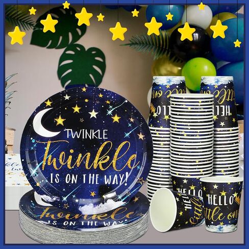 Hushee 200 Pcs Blue Bear Baby Shower Paper Plates Napkins Cups Baby Shower Party Supplies Tableware Set Bear Theme Disposable Cup Napkin for 50 Guest Boy Sets Spring Party Decoration Boy Girl in Kuwait