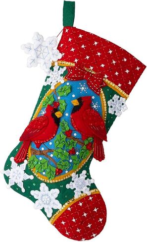 Bucilla Felt Applique 18" Stocking Making Kit, Christmas Cardinals, Perfect for DIY Arts and Crafts, 89483E in Saudi Arabia