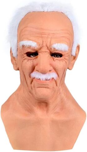 Old Man Mask Realistic Human Mask with White Hair and White beard in Saudi Arabia