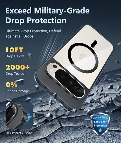 FNTCASE for Google Pixel-9-Pro XL Case: Clear Case Military Grade Drop Protection Anti Yellowing Cell Phone Cover - Rugged Shockproof Protective Bumper Transparent Cases(Clear) in Saudi Arabia