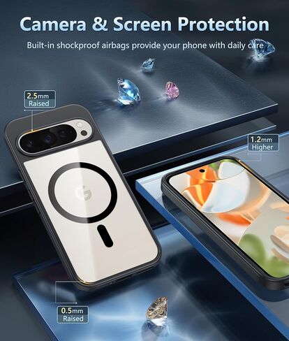 FNTCASE for Google Pixel-9-Pro XL Case: Clear Case Military Grade Drop Protection Anti Yellowing Cell Phone Cover - Rugged Shockproof Protective Bumper Transparent Cases(Clear) in Saudi Arabia