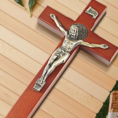 ARCHOBAN Cross for Wall, 12 Inch Handmade Catholic Wooden Wall Cross Decor, Giftable in Saudi Arabia