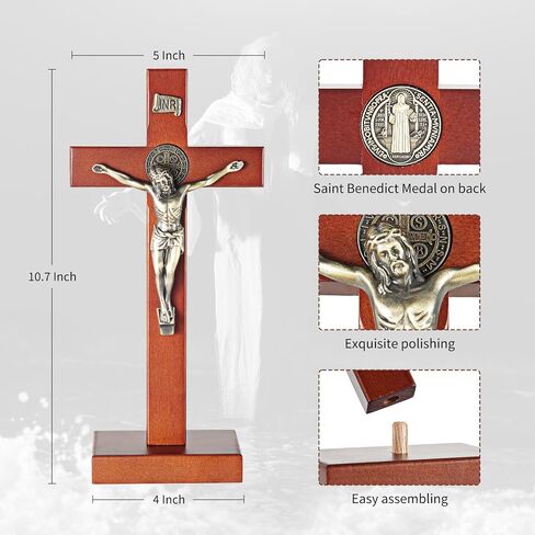 ARCHOBAN Cross for Wall, 12 Inch Handmade Catholic Wooden Wall Cross Decor, Giftable in Saudi Arabia