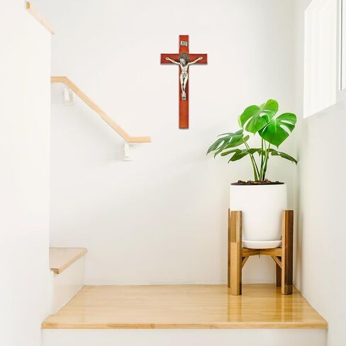 ARCHOBAN Cross for Wall, 12 Inch Handmade Catholic Wooden Wall Cross Decor, Giftable in Saudi Arabia