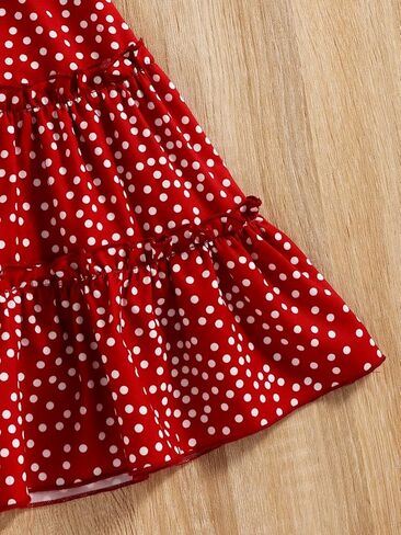 OYOANGLE Girl's 2 Pieces Outfits Graphic Print Short Sleeve Round Neck Bow Tee Shirt and Polka Dots Skirt Set in Saudi Arabia