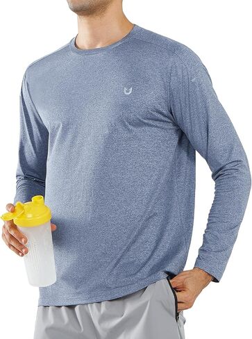 NORTHYARD Men's Athletic Running Workout Shirts Long Sleeve Lightweight Quick Dry Gym Outdoor Fishing Performance Tops Shirts in Kuwait