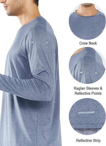NORTHYARD Men's Athletic Running Workout Shirts Long Sleeve Lightweight Quick Dry Gym Outdoor Fishing Performance Tops Shirts in Kuwait