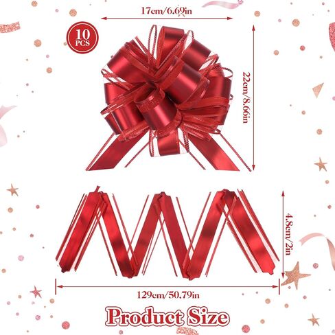 Jeffdad Bow Gift Wrapping Ribbon, 10Pcs Large 8 Inches Matte Metallic Color Bouquets Gift Bows, for Valentine's Day, Parties, Wine Bottles Decoration, Gift Wrapping and Birthday Decoration(Gold) in Kuwait