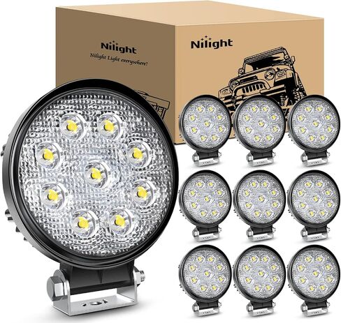 Nilight - NI16E-27W شريط إضاءة LED 2 قطعة 4.5 بوصة 27 وات 3000LM مستدير بقعة ضوء جراب على الطرق الوعرة الضباب للقيادة على السقف لسيارات الجيب، شاحنة الدفع الرباعي، الصيادين in Saudi Arabia