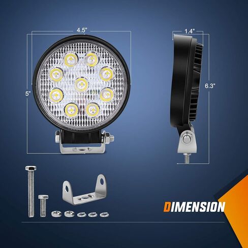 Nilight - NI16E-27W شريط إضاءة LED 2 قطعة 4.5 بوصة 27 وات 3000LM مستدير بقعة ضوء جراب على الطرق الوعرة الضباب للقيادة على السقف لسيارات الجيب، شاحنة الدفع الرباعي، الصيادين in Saudi Arabia