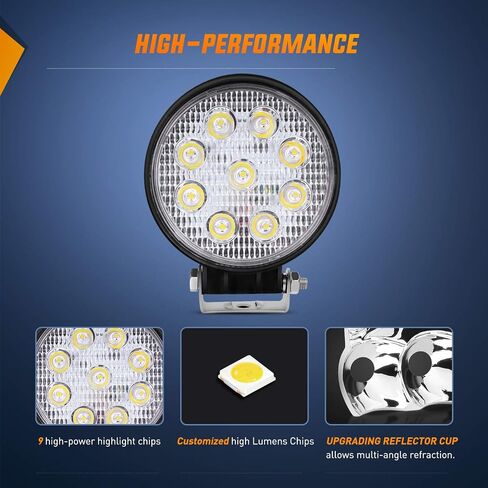 Nilight - NI16E-27W شريط إضاءة LED 2 قطعة 4.5 بوصة 27 وات 3000LM مستدير بقعة ضوء جراب على الطرق الوعرة الضباب للقيادة على السقف لسيارات الجيب، شاحنة الدفع الرباعي، الصيادين in Saudi Arabia