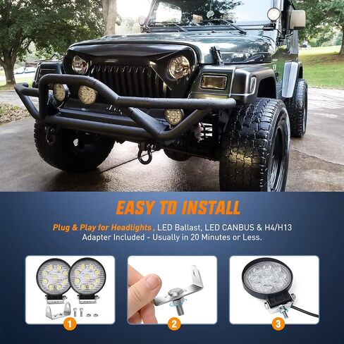 Nilight - NI16E-27W شريط إضاءة LED 2 قطعة 4.5 بوصة 27 وات 3000LM مستدير بقعة ضوء جراب على الطرق الوعرة الضباب للقيادة على السقف لسيارات الجيب، شاحنة الدفع الرباعي، الصيادين in Saudi Arabia