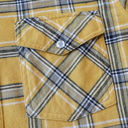Dubinik® Men's Flannel Shirts for Men Long Sleeve Pearl Snap Shirts for Men Casual Western Cowboy Plaid Shirts 100% Cotton in Saudi Arabia