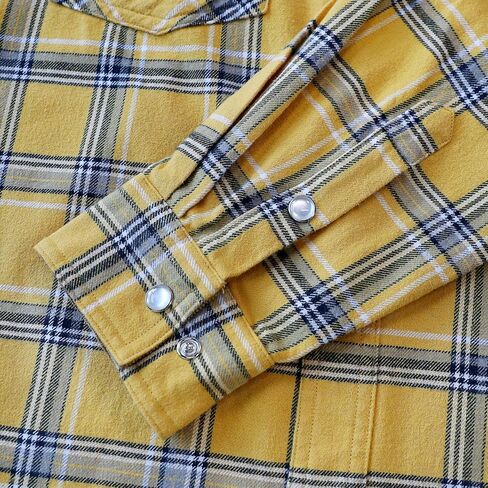 Dubinik® Men's Flannel Shirts for Men Long Sleeve Pearl Snap Shirts for Men Casual Western Cowboy Plaid Shirts 100% Cotton in Saudi Arabia