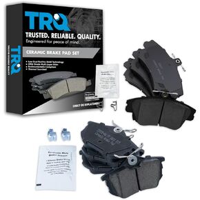 TRQ Front & Rear Brake Pads Ceramic Compatible with 2000-2004 Volvo S40 V40