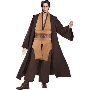 Wizard Costume Robe for Men Adult Male Tunic Costumes Hooded Robe Cool Uniform Full Set Halloween Cosplay Cloak