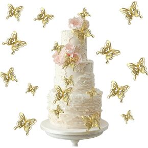 40 PCS Laser 3D Butterfly Cupcake Toppers Hollow Arts Butterfly Cake Decorations for Baby Shower Wedding Fairy Birthday Party Supplies Butterfly Wall Sticker Decoration Mixed Styles Silver